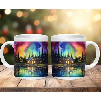 Hrnek 330ml, POLÁRNÍ ZÁŘE NAD CHATOU, cena za 1 ks