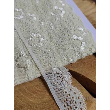 Krajka Elastická krajka šíře 28 mm vanilková tmavší