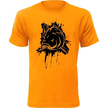 Pánské tričko pro rybáře s kaprem oranžové