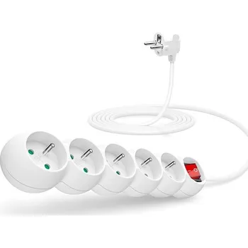Elektrická zásuvka CONNECT IT prodlužovací 230V, 5 zásuvek + vypínač, 3m, bílý