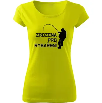 Dámské rybářské tričko Zrozena pro rybaření limetkové