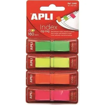 Samolepící etiketa Samolepicí záložky, 4 fluorescentní barvy, 160 ks, APLI