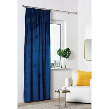 Dekorační VELVET závěs s řasící páskou VELUTTO tmavě modrá 140x260 cm (cena za 1 kus) MyBestHome