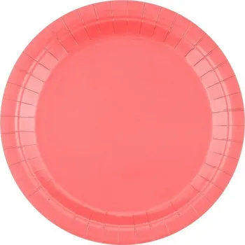 Party nádobí Růžové talířky papírové 23 cm, 14 ks