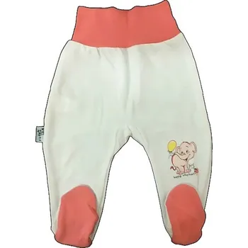 Dupačky Polodupačky kojenecké bavlna - VESELÝ SLONÍK bílé s růžovou - vel.68