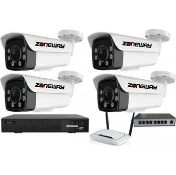 Kompletní kamerový systém 5MPx ZOOM COLORVU kamerový IP POE set - 4x NC965+, POE switch 4 + 1, NVR | ZONEWAY 4-NC965+3016