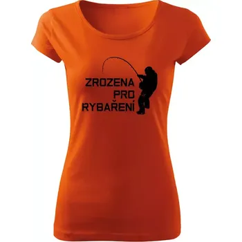 Dámské rybářské tričko Zrozena pro rybaření oranžové