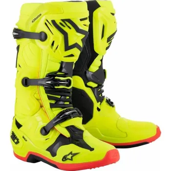 Moto obuv Boty TECH 10, ALPINESTARS (žlutá fluo/černá/červená fluo) 2026 42