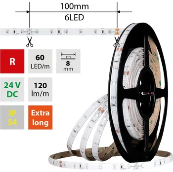 LED páska MCLED Pásek LED SMD2835 R, 60LED/m, 4,8W/m, DC 24V, 120lm/m, IP54, 8mm, 5m ML-126.901.60.0