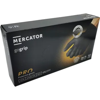 Zdravotnický materiál Mercator Medical Ochranné nitrilové rukavice GOGRIP černé - 50 ks L