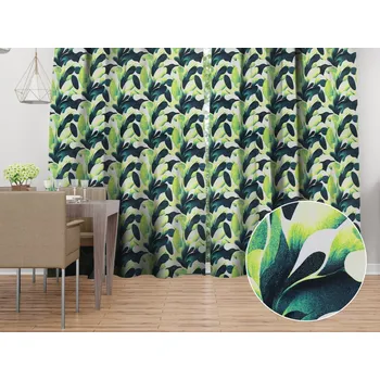 ubrus Dekorační závěs Rongo RGP-505 Velké zelené listy 140x140 cm