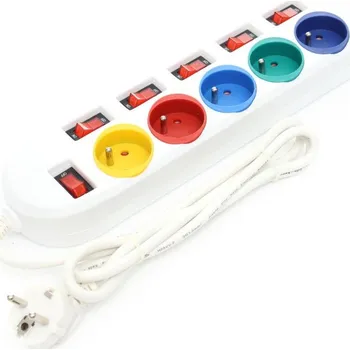 Kraft&Dele Prodlužovací kabel 1,5M 5 zásuvek - přídavné spínače KD4000