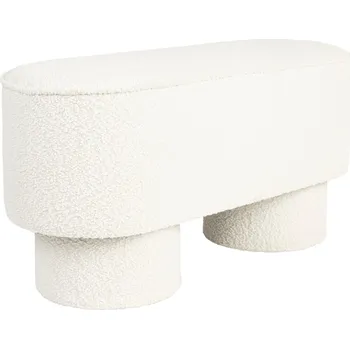 White Label Bílá bouclé lavice WLL MARCOS 93 cm