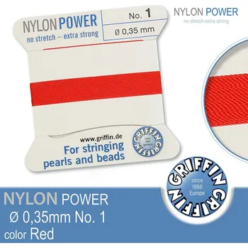 Nit NYLON Power velmi pevná nit GRIFFIN síla nitě 0,35mm barva Red