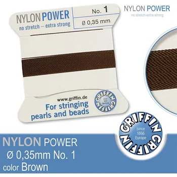 Nit NYLON Power velmi pevná nit GRIFFIN síla nitě 0,35mm Barva Brown