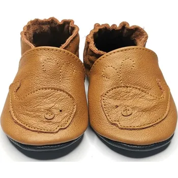 Capáčky EBOOBA Kožené capáčky s koženou podrážkou velryba 18-24 měsíců Hnědá 24
