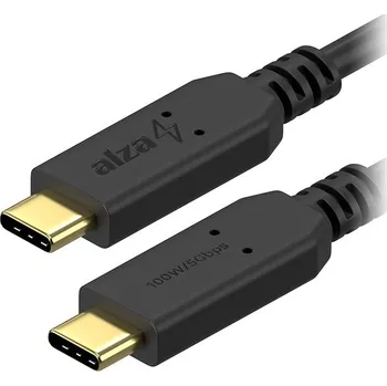 Datový kabel AlzaPower Core USB-C to USB-C 3.2 Gen 1 100W 0.15m černý