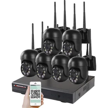 Kompletní kamerový systém Bezdrátový 6 kamerový set WiFi IP Pro WIP6-309C Black, 5MPx, PTZ, CZ menu