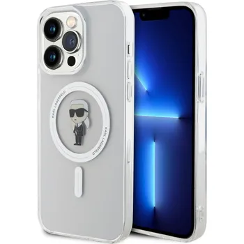 Pouzdro na mobilní telefon Karl Lagerfeld Ochranný kryt na iPhone 15 Pro MAX - Karl Lagerfeld, IML Ikonik MagSafe Transparent KLHMP15XHFCKNOT