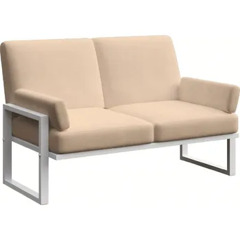 Zahradní pohovka Světle hnědá dvoumístná zahradní pohovka MESONICA Soledo s bílou podnoží 140 cm