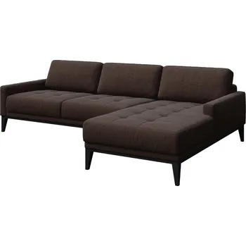 Pohovka Hnědá látková rohová pohovka MESONICA Musso Tufted I, pravá, 248 cm