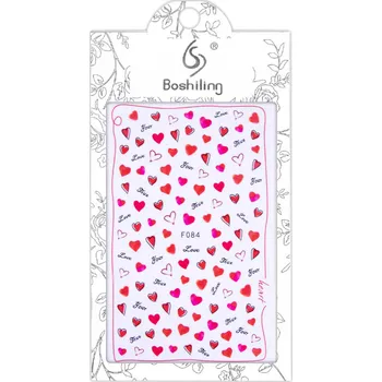 Umělé nehty Zamilované samolepky na nehty - VALENTÝN F084 (Valentýnské samolepky na nehty)
