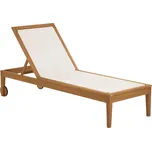 Béžové látkové polohovatelné zahradní lehátko Kave Home Caterin