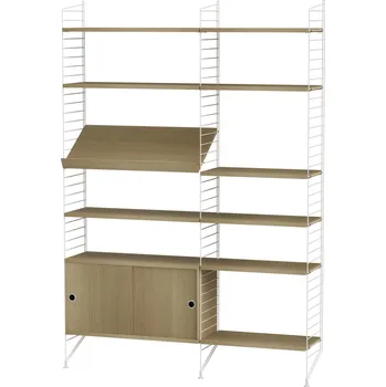 Knihovna STRING Policová sestava STRING Living room H, knihovna s úložným prostorem, bílá / dub