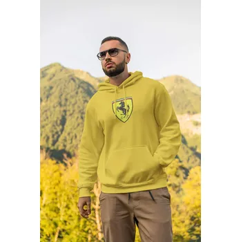 Pánská mikina Pánská mikina s logem auta Ferrari Barva: Žlutá, Velikost: 4XL