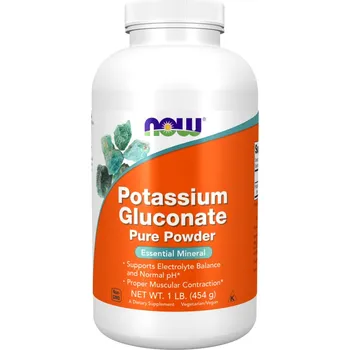 NOW Foods Potassium Gluconate Pure Powder, Draslík, 454 g