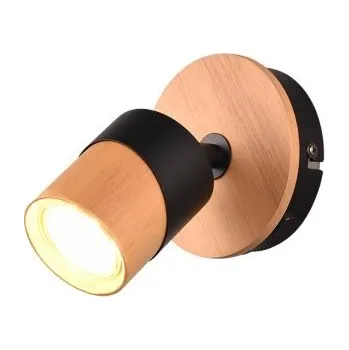 Nástěnné svítidlo Trio 801170132 nástěnná bodová lampa Aruni 1x10W | GU10 | IP20 - spínač na konstrukci, dřevo, černá + K nákupu nad 3000 Kč dárek zdarma