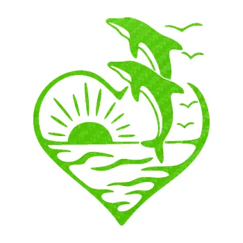 Samolepící dekorace SAMOLEPKA Delfíni 002 levá západ slunce (58 - 3D karbon zelený kawasaki) NA AUTO, NÁLEPKA, FÓLIE, POLEP, TUNING, VLASTNÍ TEXT, TISK, AUTOSAMOLEPKY.cz, POLEPY, OBRÁZEK, LOGO, SAMOLEPKY