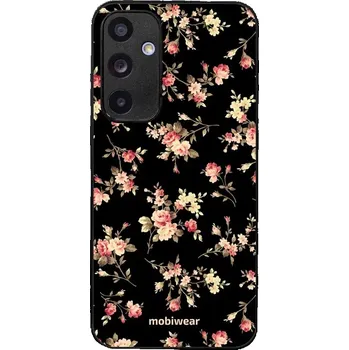 Pouzdro na mobilní telefon Lesklý kryt Mobiwear Glossy - Samsung Galaxy A55 5G - G039G - Květy na černé (Prémiové lesklé pouzdro, obal, kryt Mobiwear Glossy na mobil Samsung Galaxy A55 5G - G039G - Květy na černé, materiál Plast + TPU silikon - krytí po všech stranách, neošoupateln