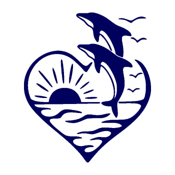 Samolepící dekorace SAMOLEPKA Delfíni 002 levá západ slunce (23 - tmavě modrá) NA AUTO, NÁLEPKA, FÓLIE, POLEP, TUNING, VLASTNÍ TEXT, TISK, AUTOSAMOLEPKY.cz, POLEPY, OBRÁZEK, LOGO, SAMOLEPKY