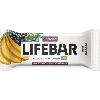Cukrovinka Lifefood Lifebar tyčinka acai s banánem RAW BIO 40g