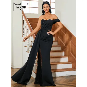 Dámské šaty Svatební maxi šaty LissCord lC1290 Barva: Černá, Velikost: L