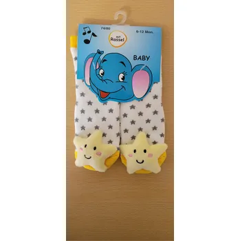 Kojenecké ponožky s chrastítkem, s ABS Barva: žlutá, Velikost: 74-80, Počet párů v sadě: 1