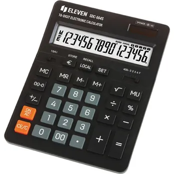 Kancelářská technika Kalkulačka Eleven SDC-664S, černá, stolní, šestnáctimístná, duální napájení, LCD displej