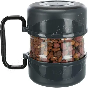 Miska pro psa Cestovní plastový zásobník na krmivo 2l + 2 misky á 0,75l