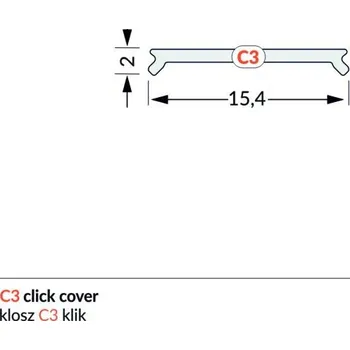 Nábytkové kování Difuzor WIRELI C3 KLIP ČIRÝ, 2m (metráž)