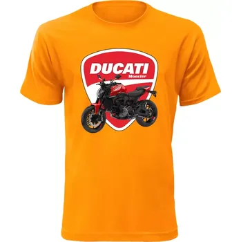Pánské tričko s motorkou Ducati Monster oranžové