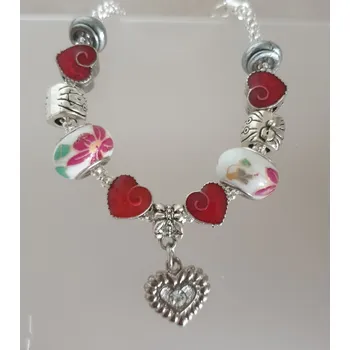 Náramek Náramek hadí ve stylu PANDORA - Valentýn - květy/srdíčka (délka 18cm)