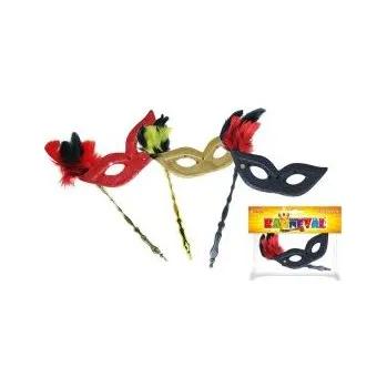 Karnevalová maska Škraboška s peřím - 3 barvy - Charlestone