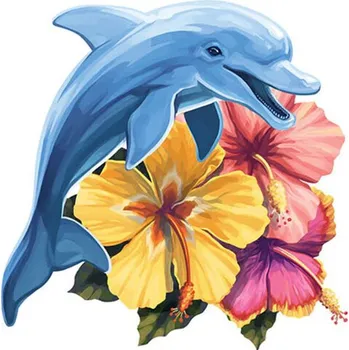 Odstranitelné tetování Delfín a ibišky - dočasné tetování