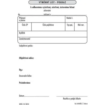 Tiskopis Tiskopis NEM. Výměnný list - poukaz A6 100 listů DITIS