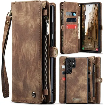 Pouzdro na mobilní telefon VSECHNONAMOBIL 68791 WALLET Ochranný kryt s peněženkou 2v1 pro Samsung Galaxy S24 Ultra 5G hnědý