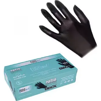 Vyšetřovací rukavice Eurostil Nitrile Gloves Powder Free - černé nitrilové rukavice bezpudrové, 100ks S - small (06686)