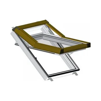 Okno SKLADOVÁ-OKNA.cz Skladova-okna Plastové střešní okno Premium - barva bílá hnědé oplechování, 940/1180 mm