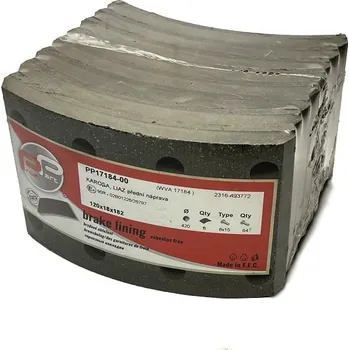 Brzdová čelist Brzdové obložení KAROSA LIAZ přední ST - Profi Part, 424x120x20 WVA