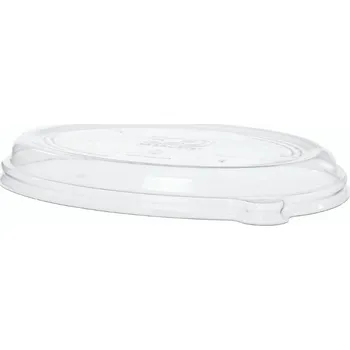 Jednorázové nádobí Víčko rPET plastové na vaničku oválnou z cukrové třtiny 710-940ml (24-32oz)/50ks